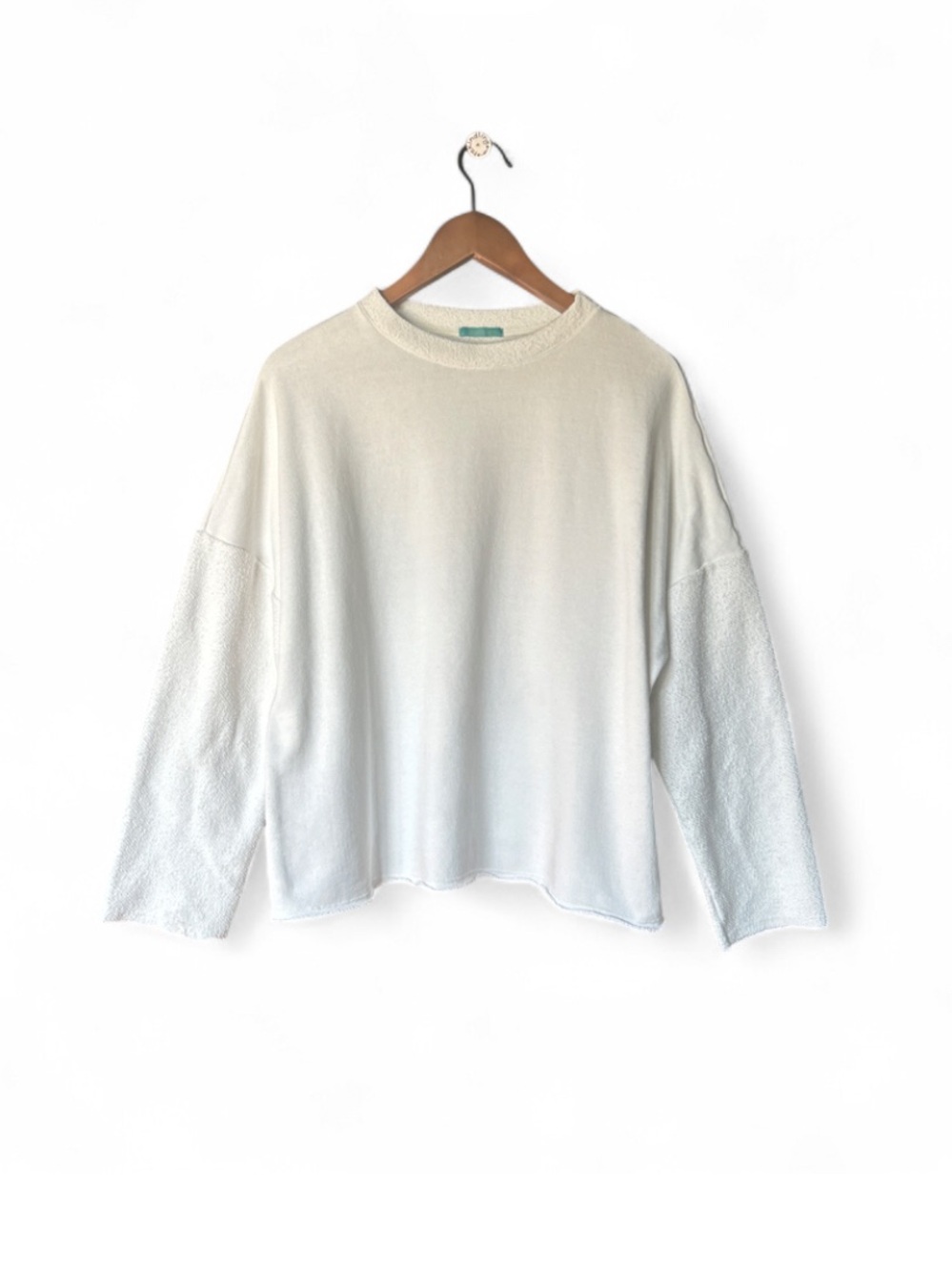 CIA MARITIMA White Oversized Deconstructed  Crewneck Sweatshirt with Raw Edges
